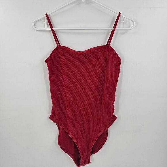 Old navy xs bodysuit red ribbed tank top summer skims - Picture 1 of 3